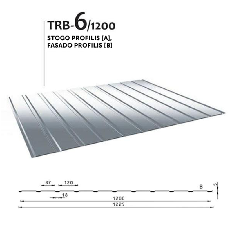 Trapecinis profilis TRB6/1200 fasadinis