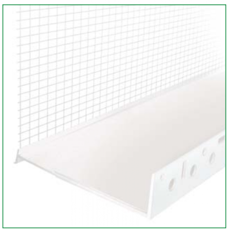 Ejot PVC cokolinis profilis su tinkleliu 180-220mm pločio 2,0m Ejot PVC cokolinis profilis su tinkleliu 180-220mm pločio 2,0m