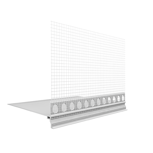 Ejot PVC cokolinis jungiamasis profilis su tinkleliu Praktika 120mm pločio 2,0m