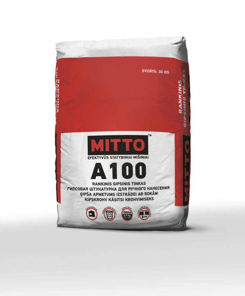 Rankinis gipsinis tinkas Mitto A100 30,0kg Rankinis gipsinis tinkas Mitto A100 30,0kg