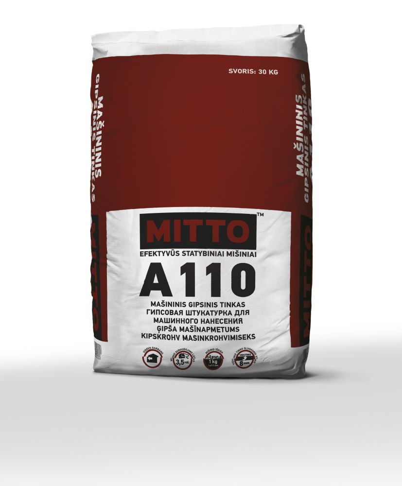Mašininis gipsinis tinkas Mitto A110 30,0kg Mašininis gipsinis tinkas Mitto A110 30,0kg