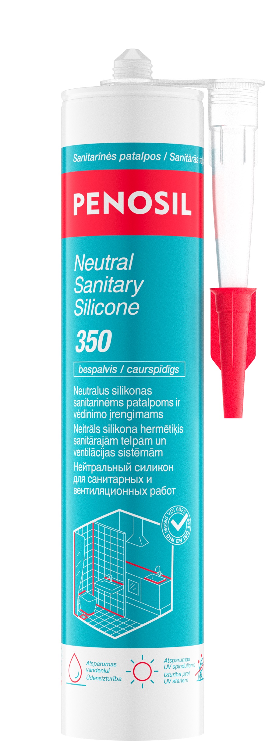 Neutralus bespalvis silikonas Penosil Neutral Sanitary Silicone 350, 280 ml Neutralus bespalvis silikonas Penosil Neutral Sanitary Silicone 350, 280 ml
