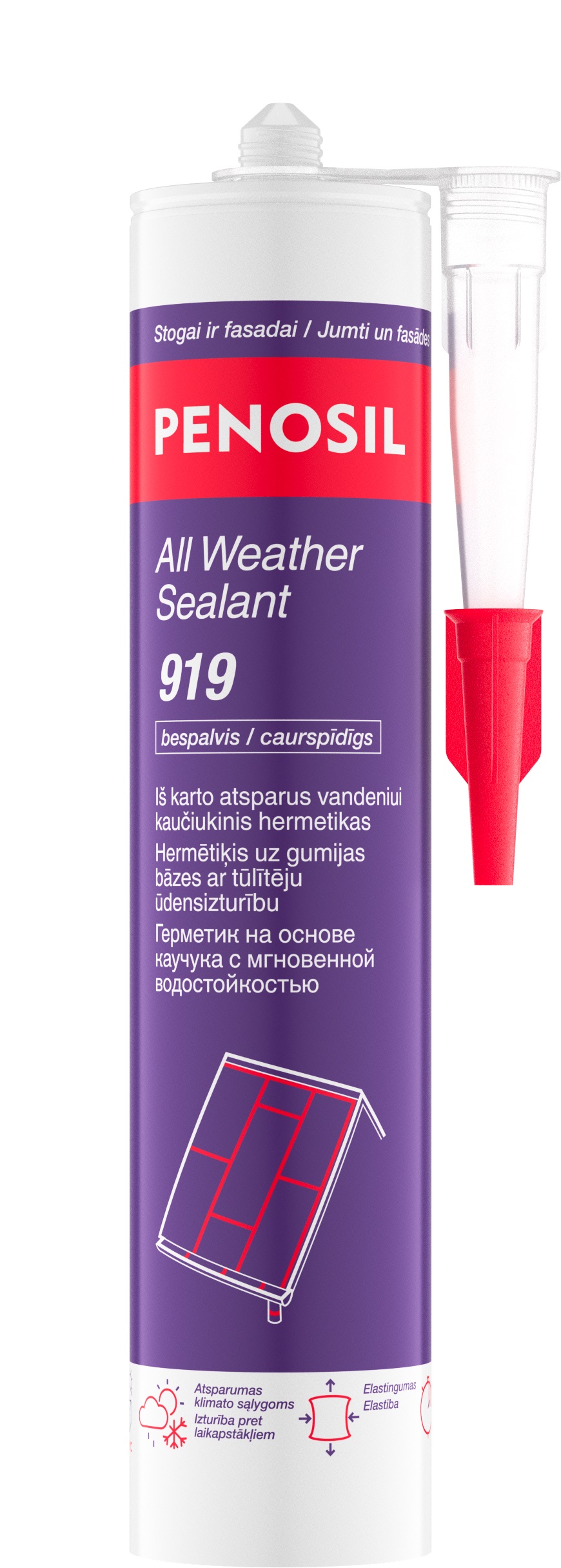 Bespalvis vandeniui atsparus hermetikas Penosil All Weather Sealant 919, 300 ml Bespalvis vandeniui atsparus hermetikas Penosil All Weather Sealant 919, 300 ml