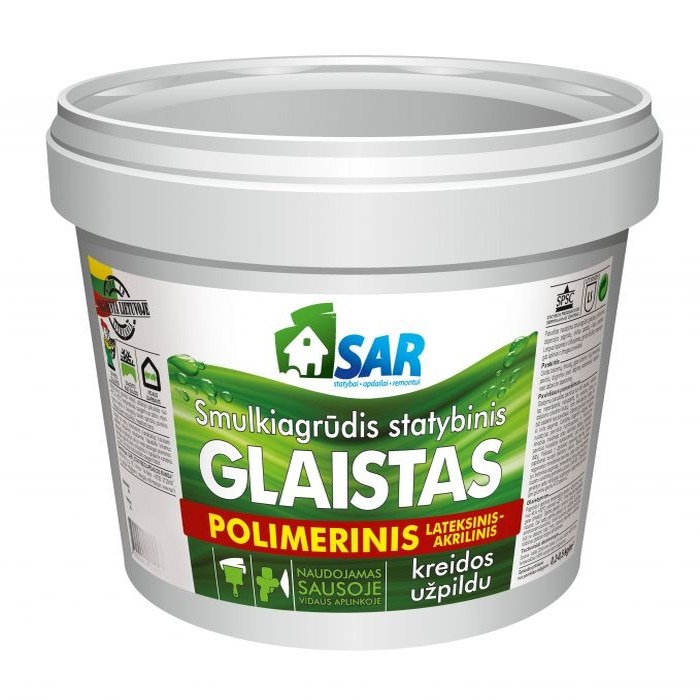 Smulkiagrūdis polimerinis-lateksinis glaistas su kreidos užpildu SAR 16,0kg Smulkiagrūdis polimerinis-lateksinis glaistas su kreidos užpildu SAR 16,0kg
