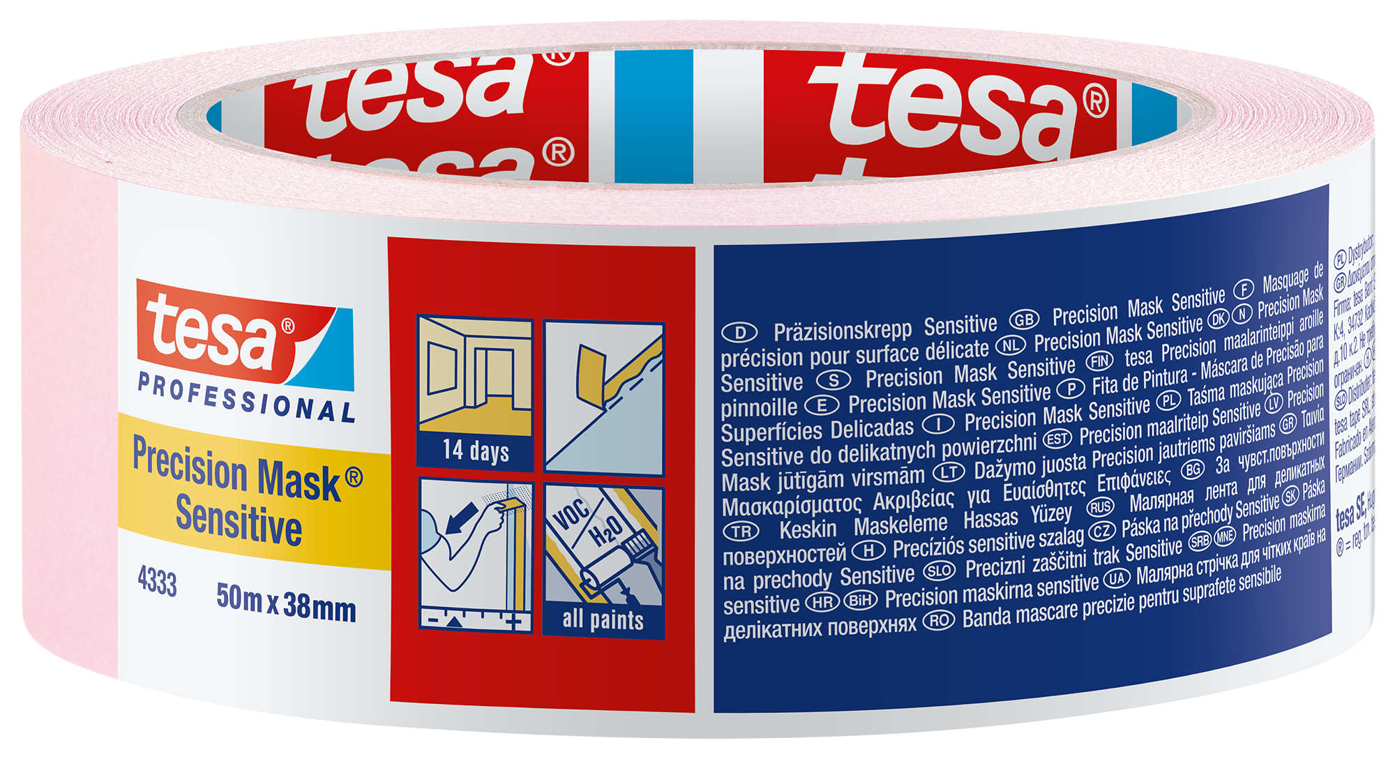 Dažymo juosta Tesa Precision Mask Sensitive 38mmx50m, jautriems paviršiams