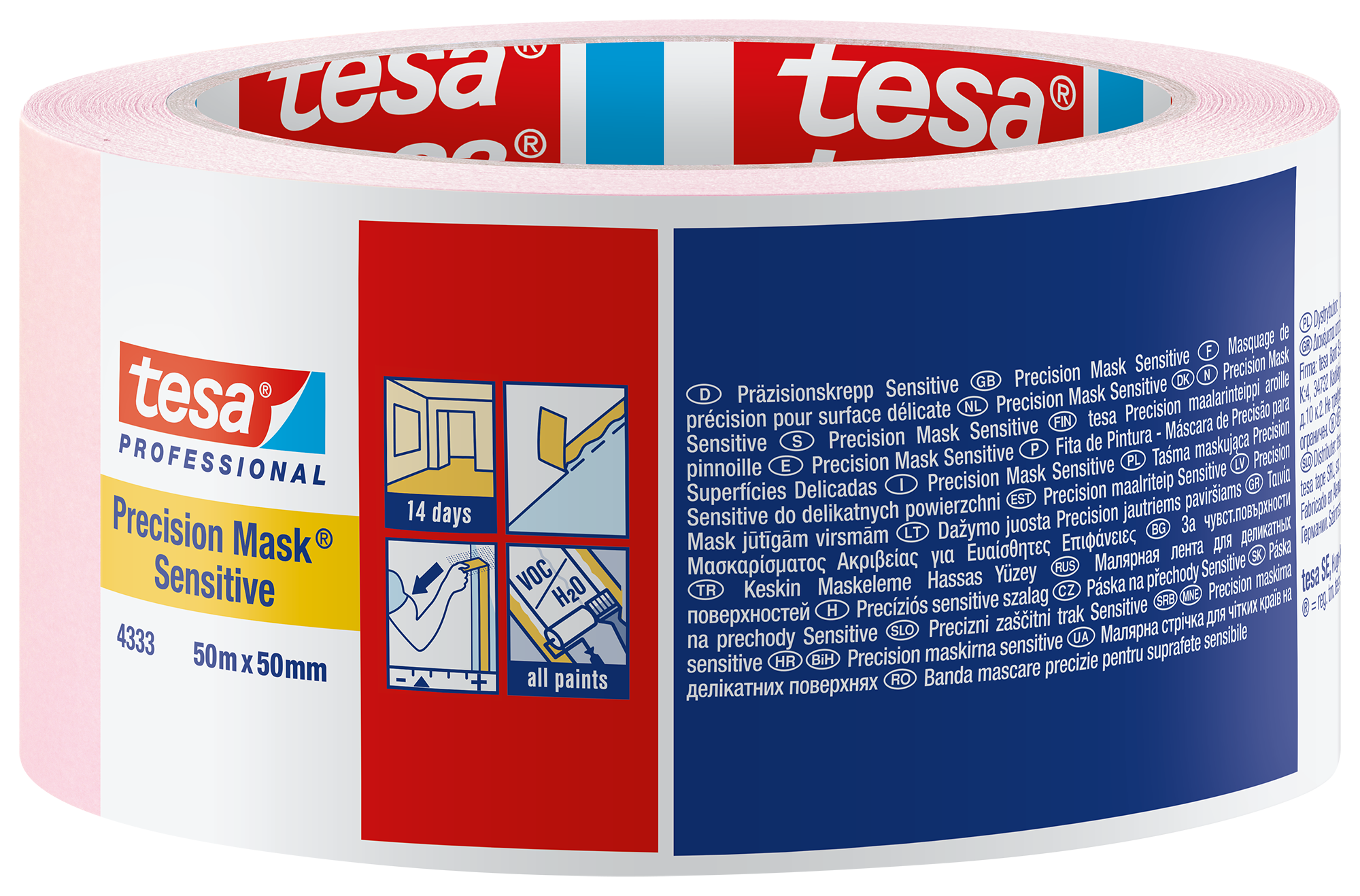 Dažymo juosta Tesa Precision Mask Sensitive 50mmx50m, jautriems paviršiams